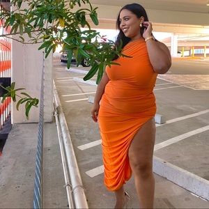 Orange Dress with slit